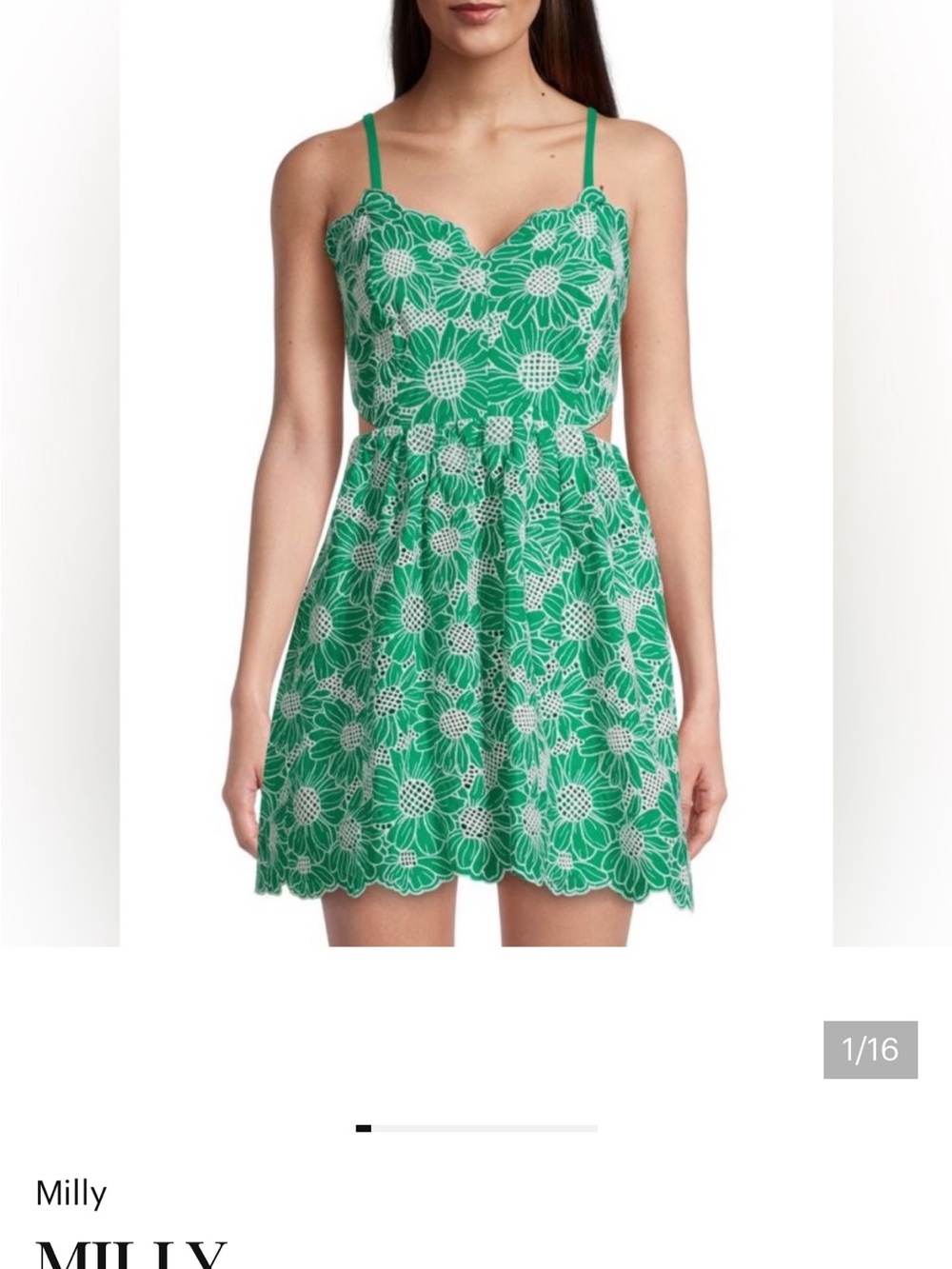 Milly Teal Embroidered Lace Slip Dress